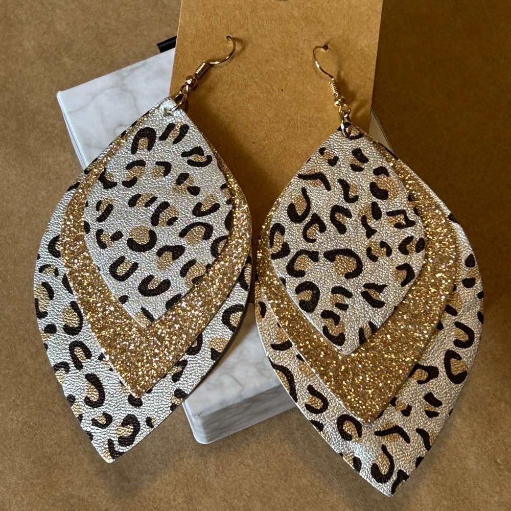 Triple Layer Long Stacked Animal Print Earrings